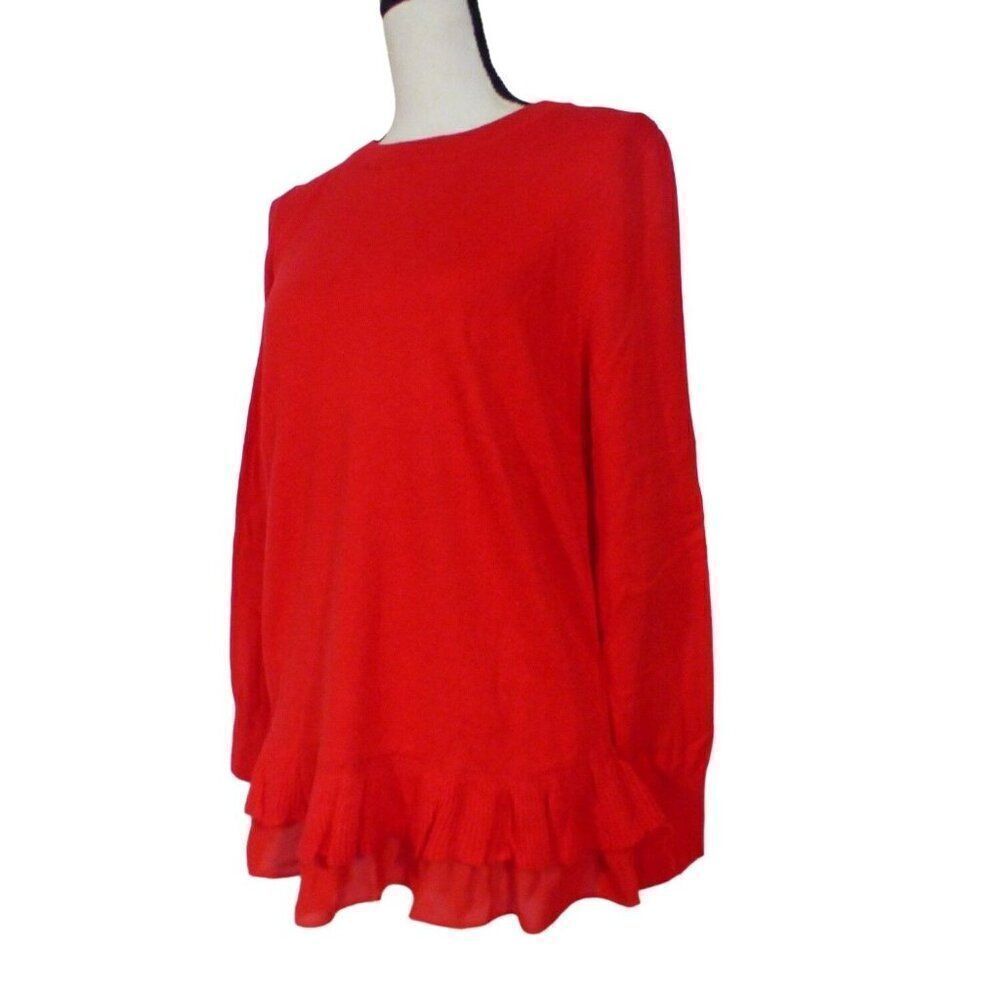 Style & Co Chiffon-Hem Tunic Sweater, Infrared Sz. M